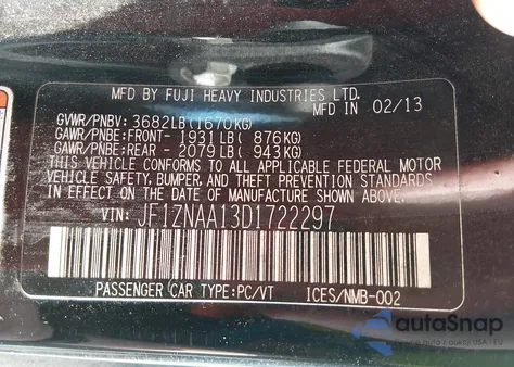 2013 Scion Fr-S from USA, damaged, VIN JF1ZNAA13D1722297